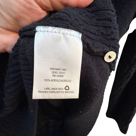 Express Vintage Y2K Womens Black Cable Knit Long Sleeve Button Henley Sweater S - Picture 5 of 9